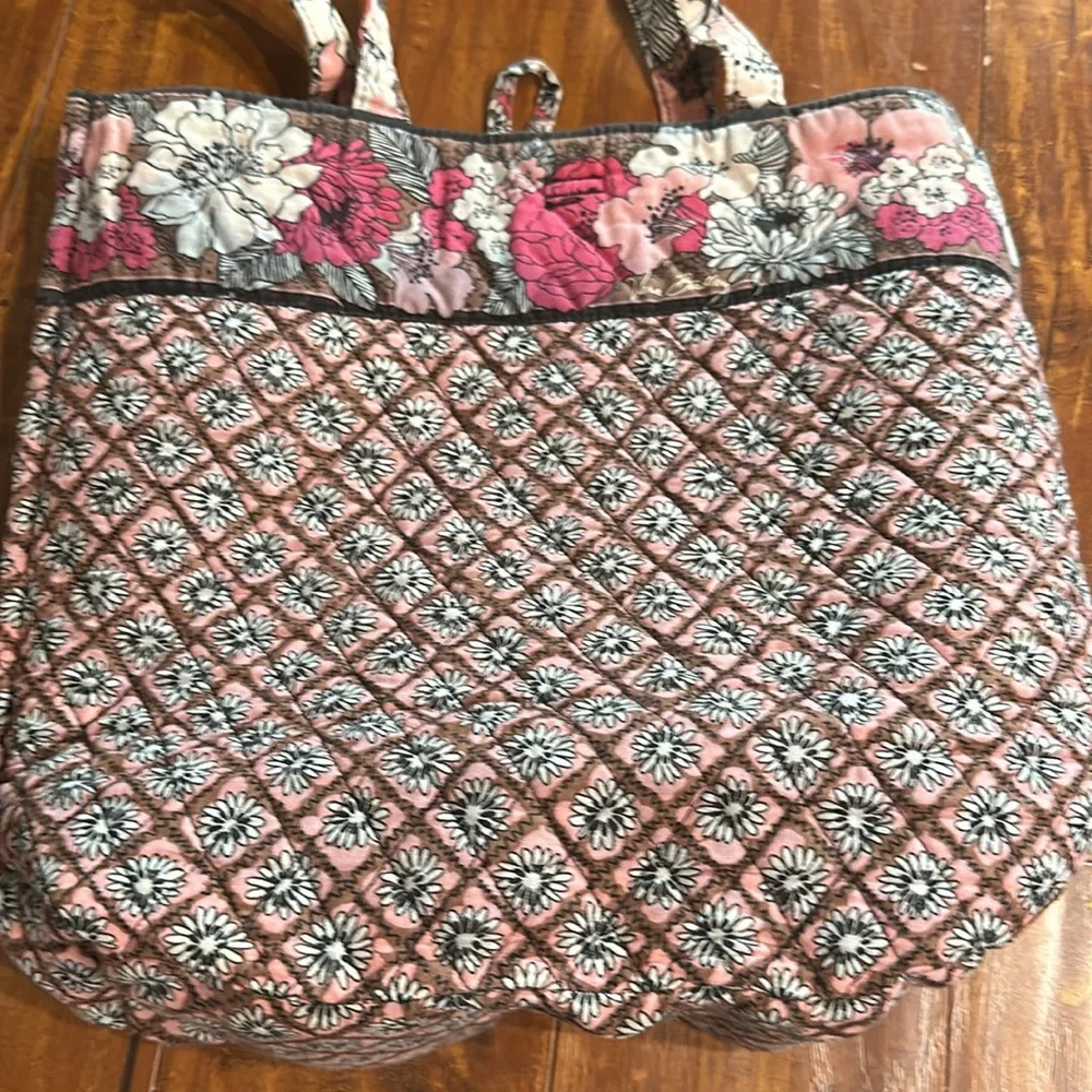 Vera Bradley Mocha Rouge Villager Tote & Turn Lock Wallet Retired Pattern